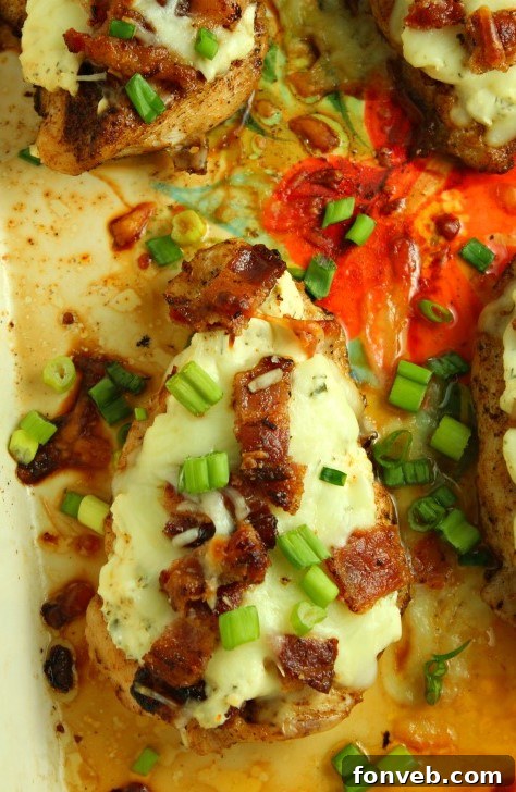 Close-up of baked Smothered Crack Chicken