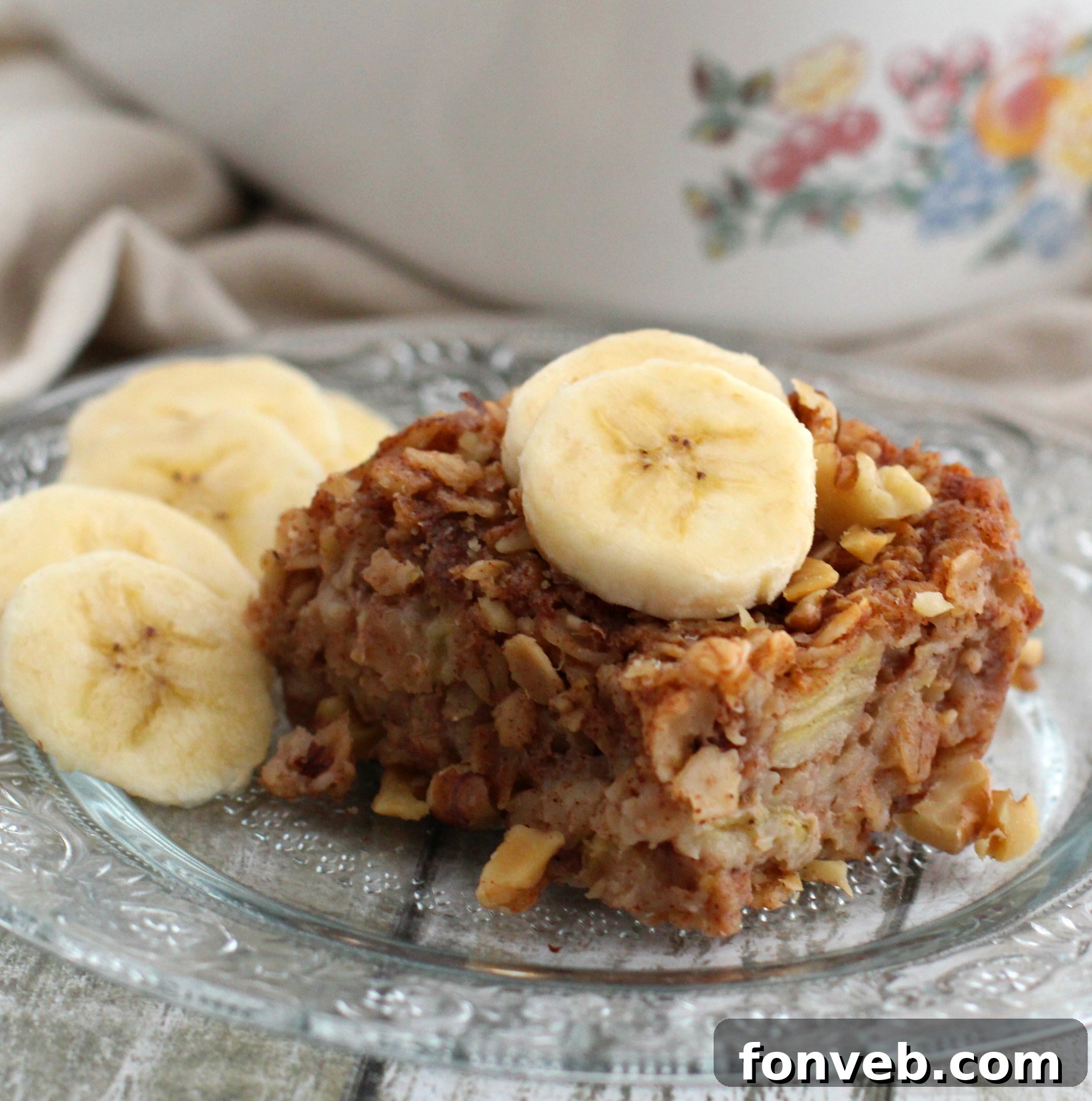 Deliciously baked Banana Bread Oatmeal Bars, golden brown and ready to eat.