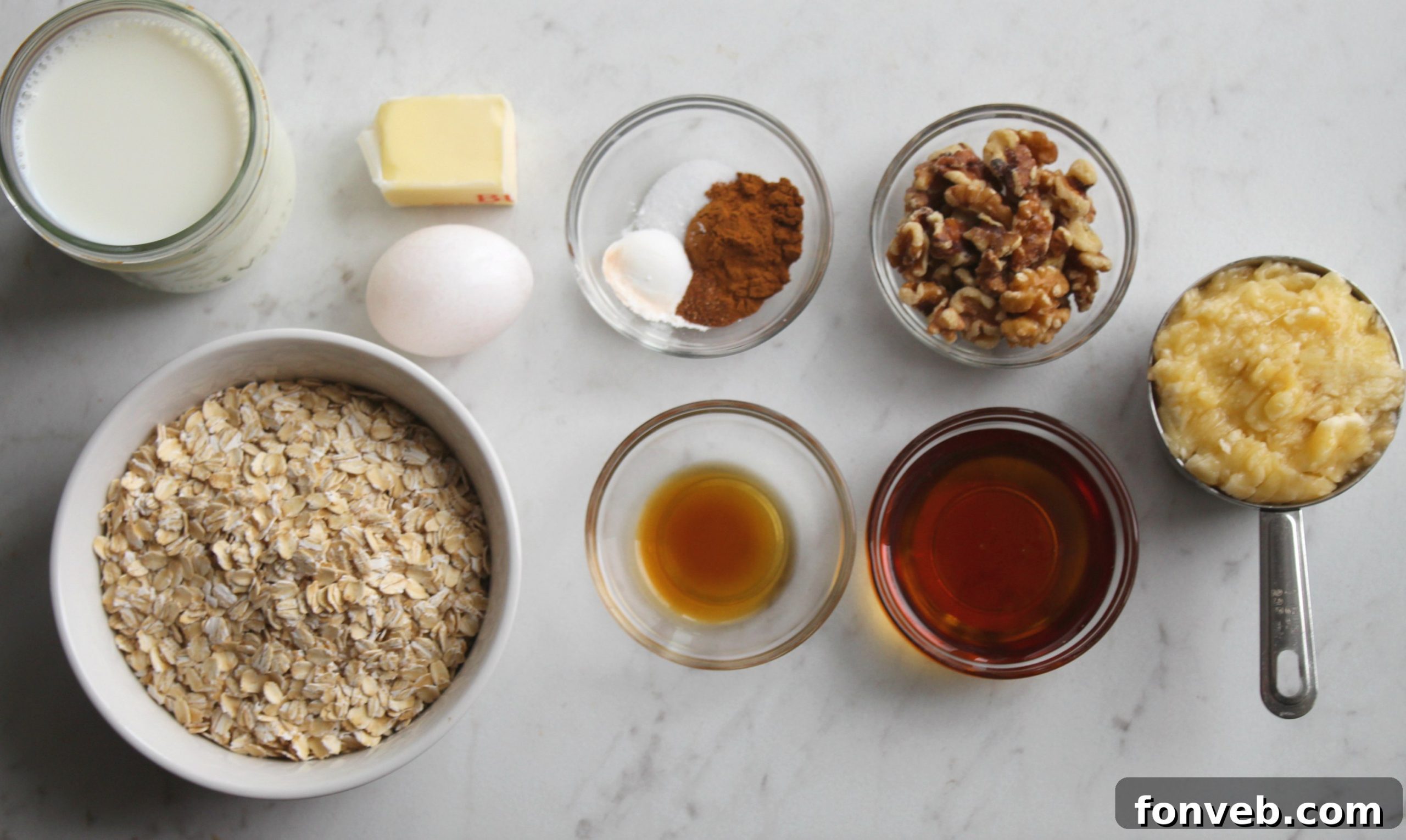 Close-up of a stack of moist Banana Bread Oatmeal Bars on a plate.