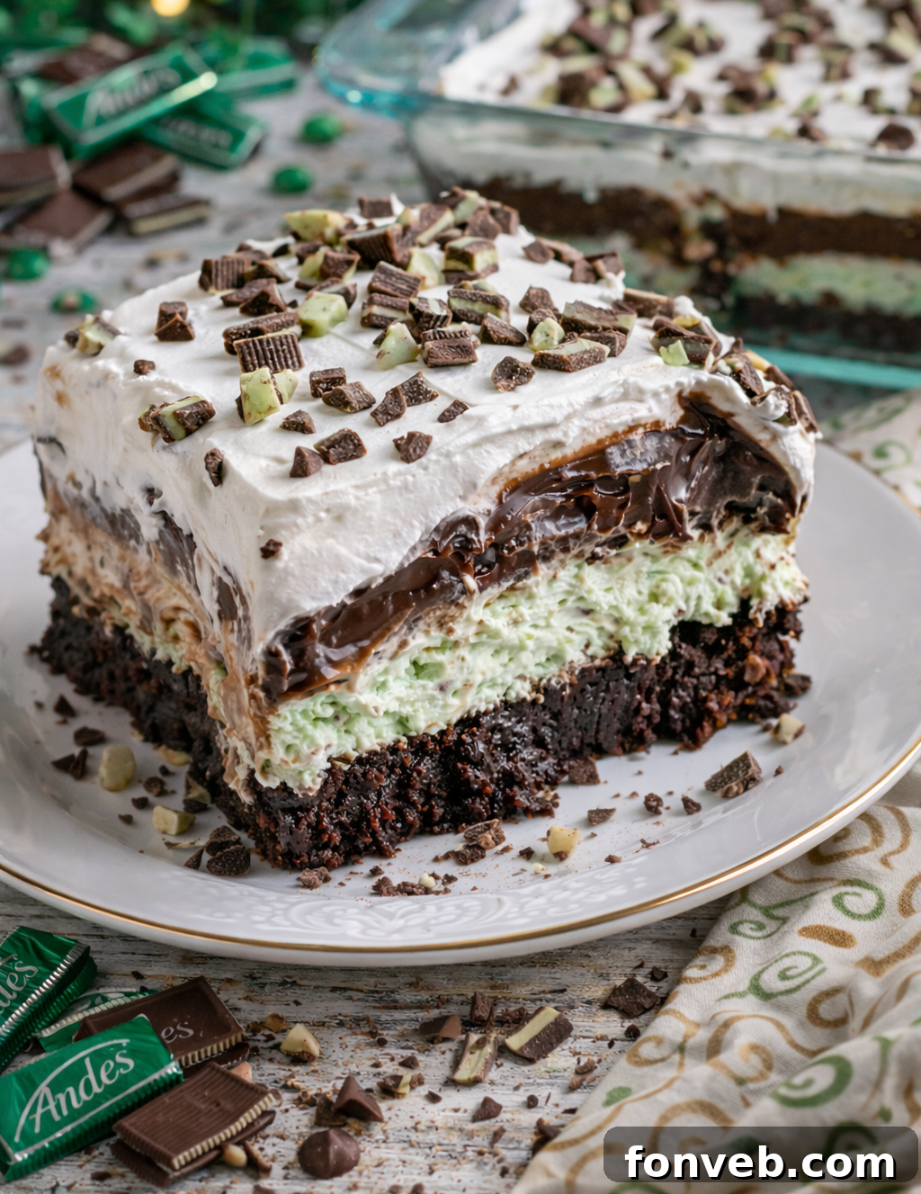 Andes Mint Lasagna Lush - full dessert view