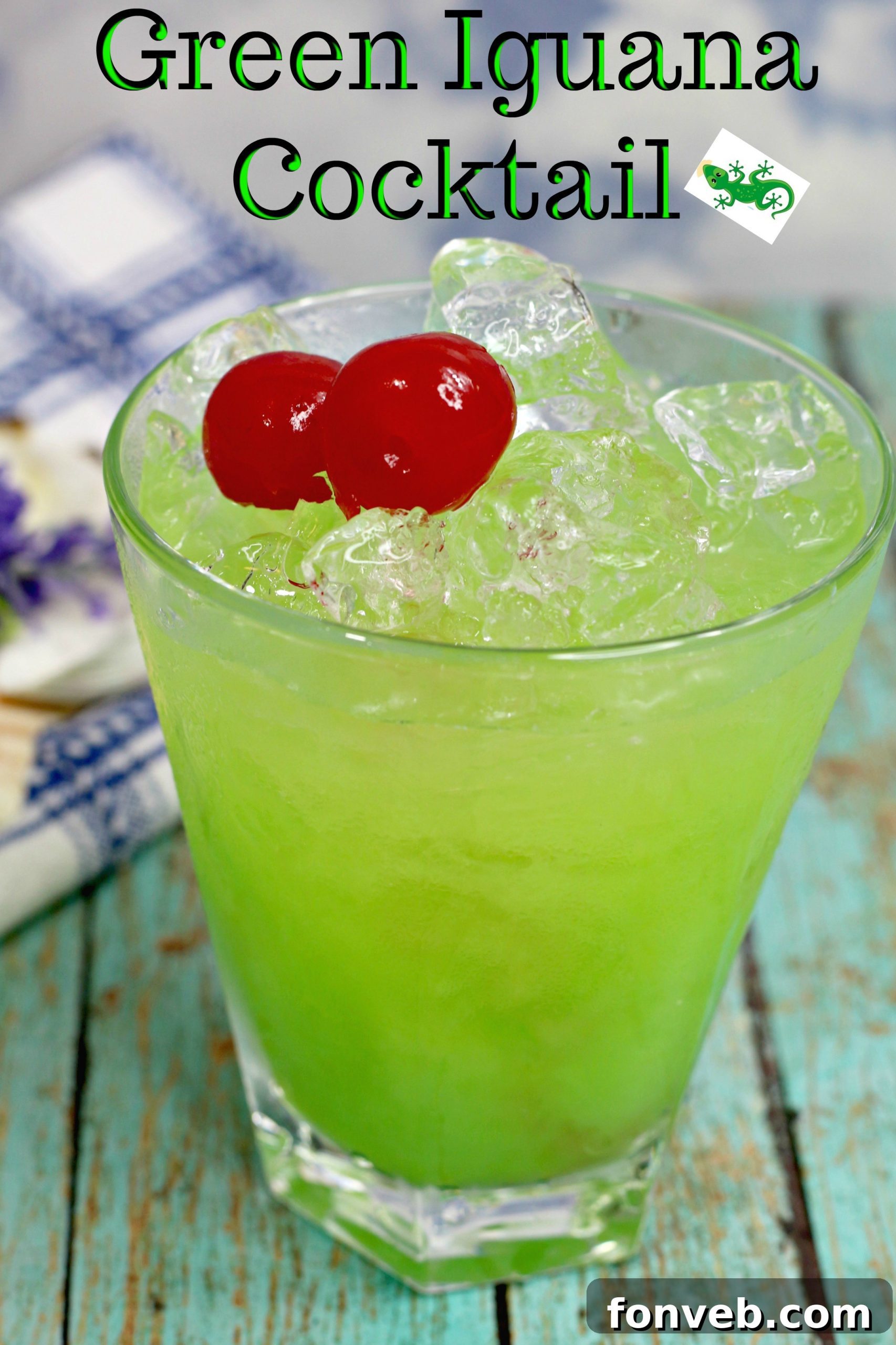 Vibrant Green Iguana Cocktail, a refreshing tropical drink perfect for summer parties.