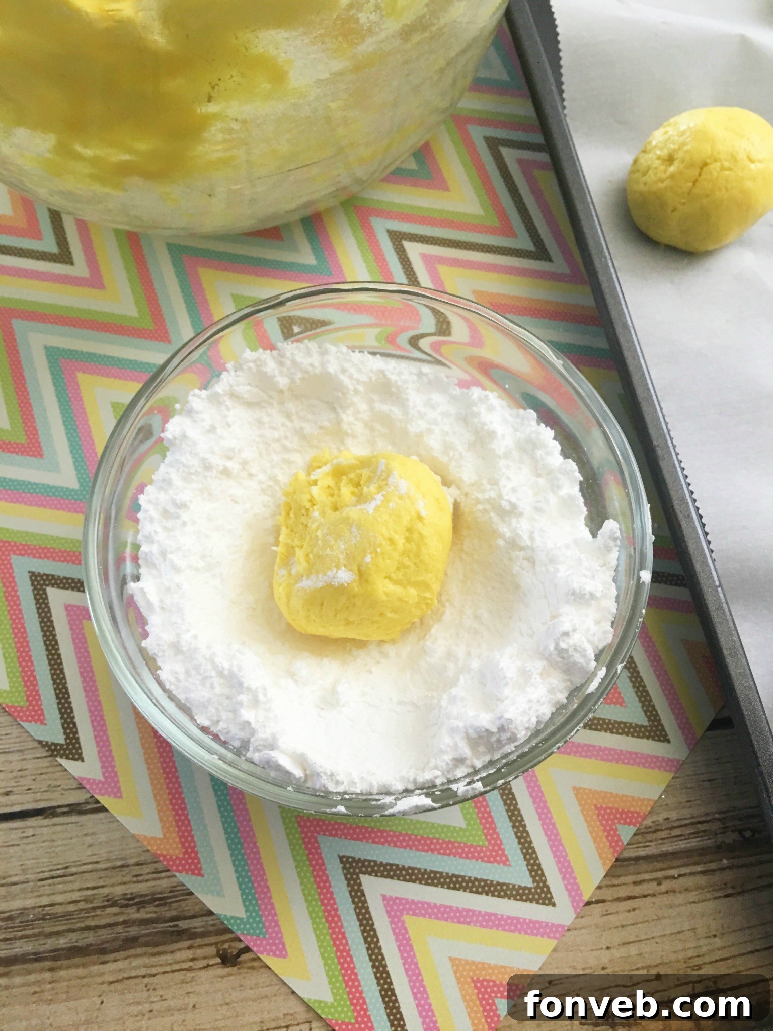 Zesty Lemon Crinkle Cookies 7 lem5 - Close-up of Lemon Crinkle Cookies showing the powdered sugar coating