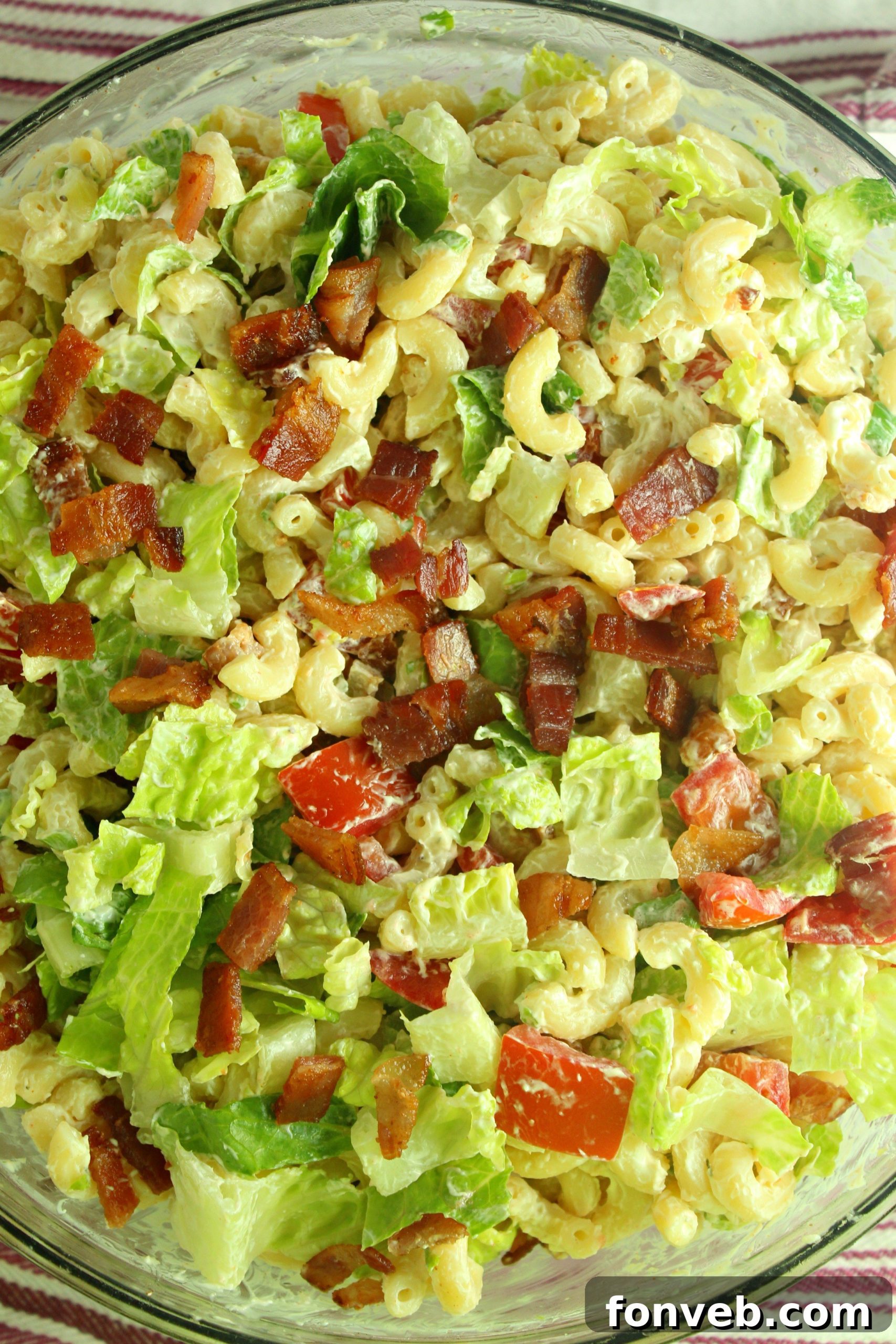 A beautifully composed BLT Pasta Salad, perfect for any festive gathering.