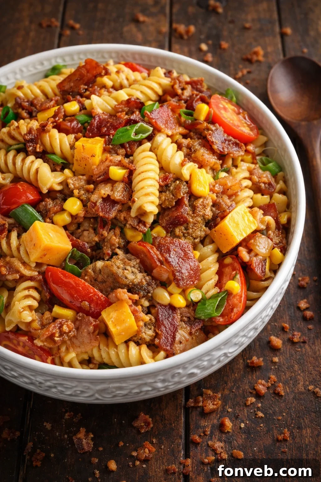 Hearty Loaded Cowboy Pasta Salad, perfect for gatherings