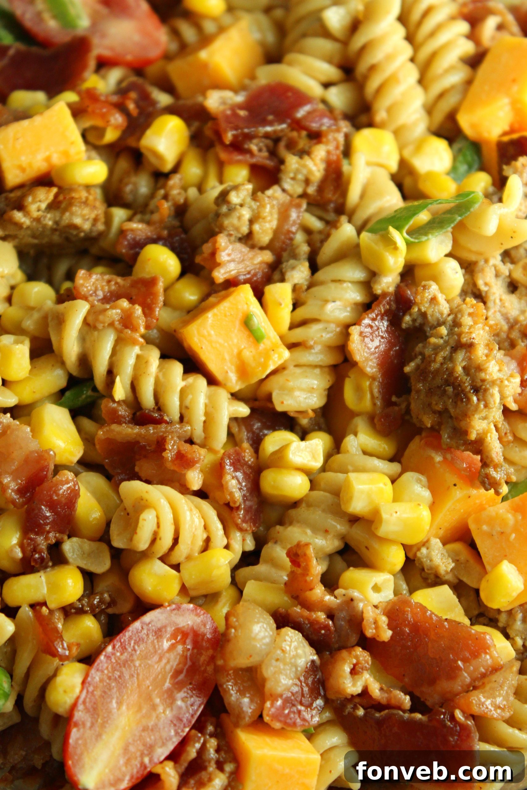 Fresh ingredients for Loaded Cowboy Pasta Salad