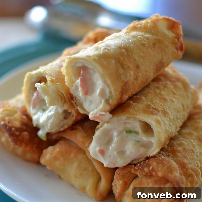 Crab Rangoon Egg Rolls, a crunchy and savory appetizer