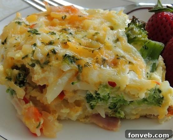 Potato, Broccoli & Pepper Jack Egg Casserole, a great brunch recipe