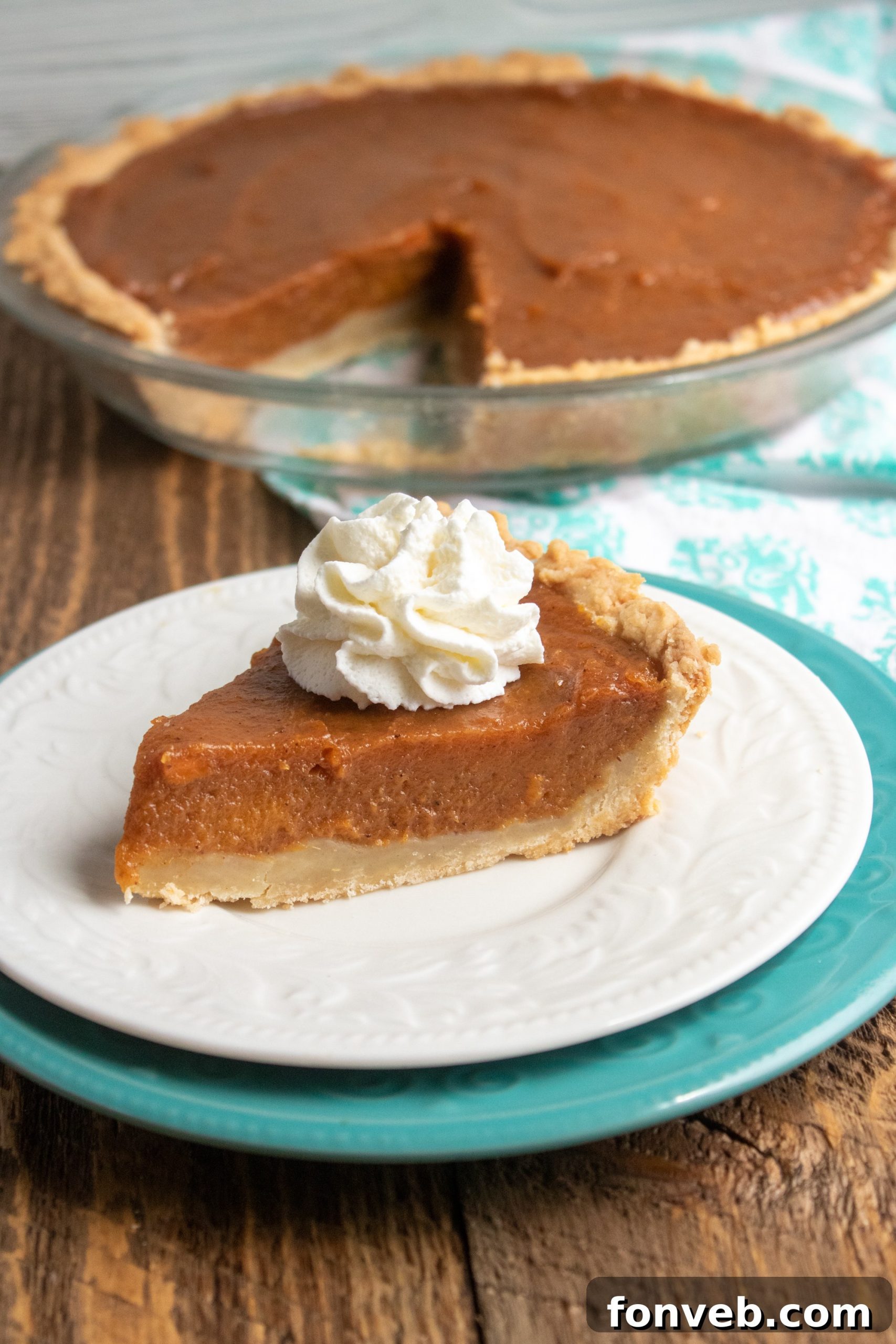 Another perspective of the delicious sweet potato pie, ready to be served