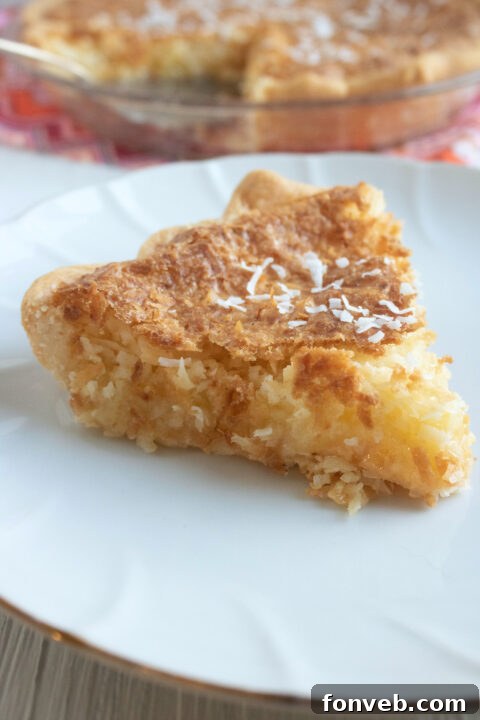 Nana's Classic Coconut Pie 6 nanas old fashioned coconut pie on plate