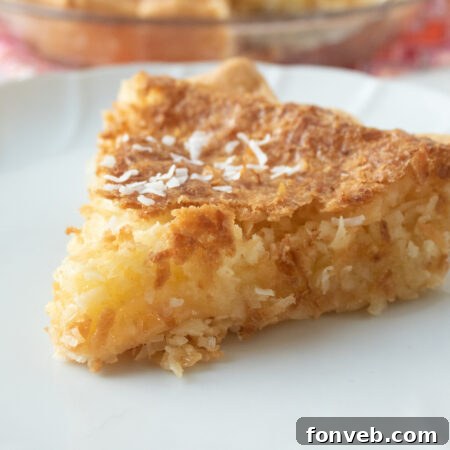 Nana's Classic Coconut Pie 8 Nana's Coconut Pie - close up on a slice