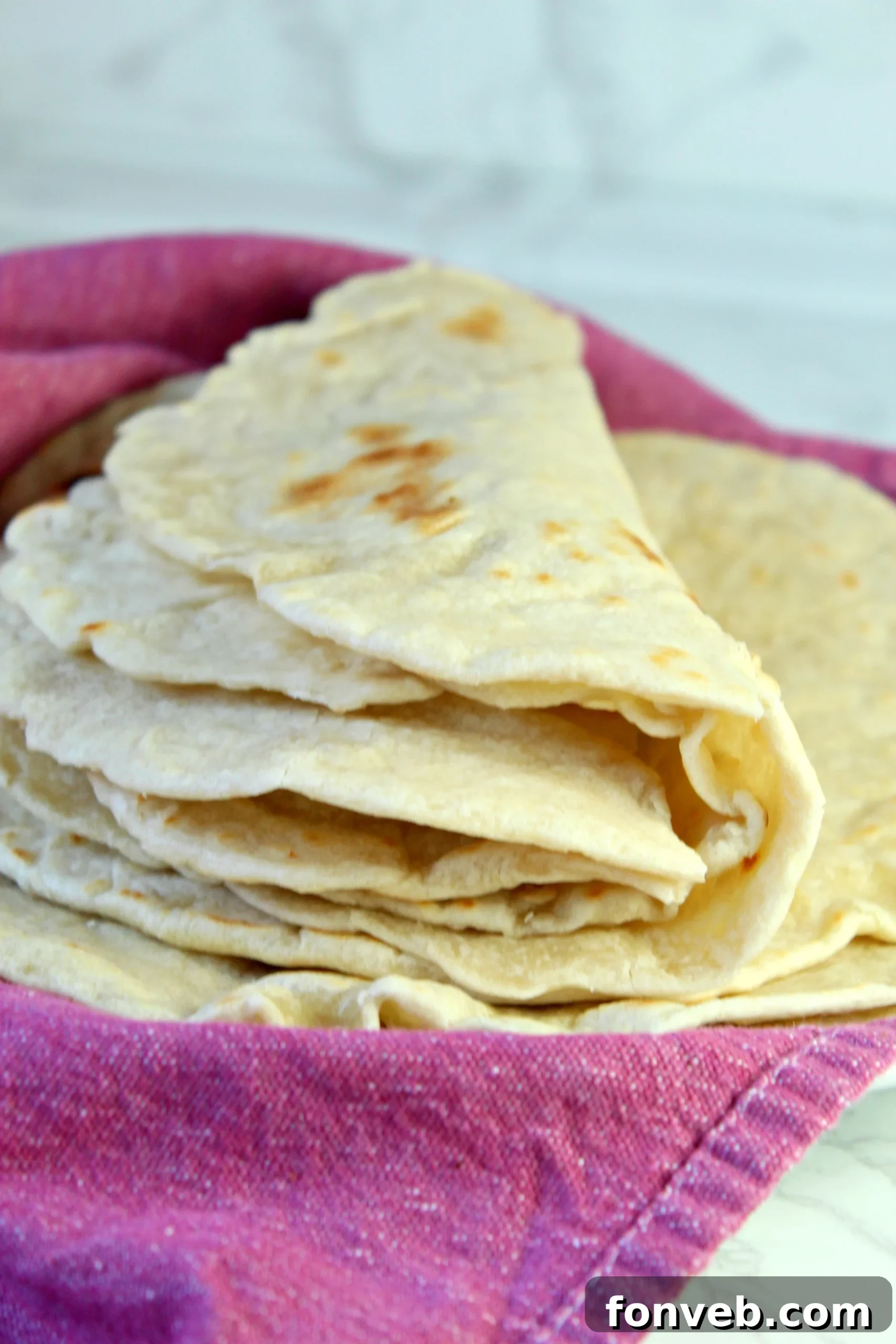 Homemade flour tortillas ready to be served