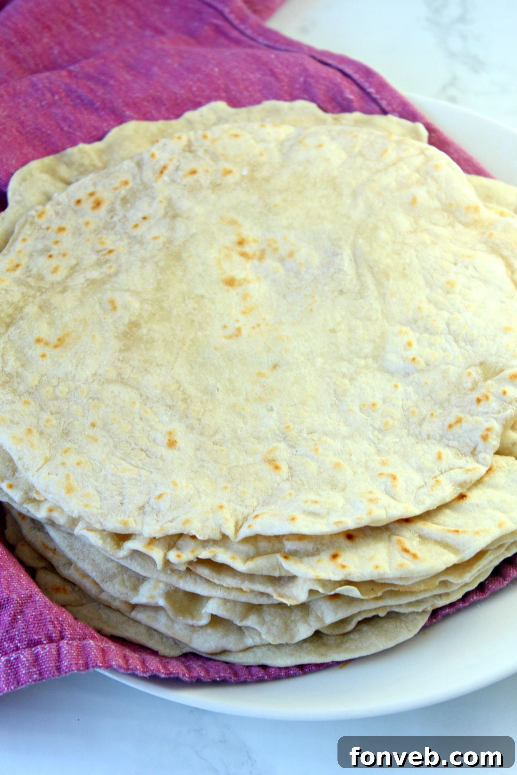 Close-up of freshly made flour tortillas