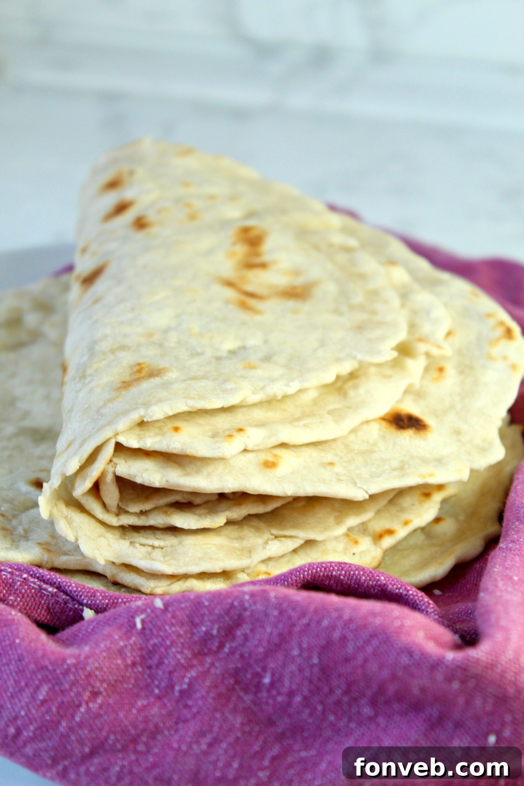 Stack of freshly made flour tortillas