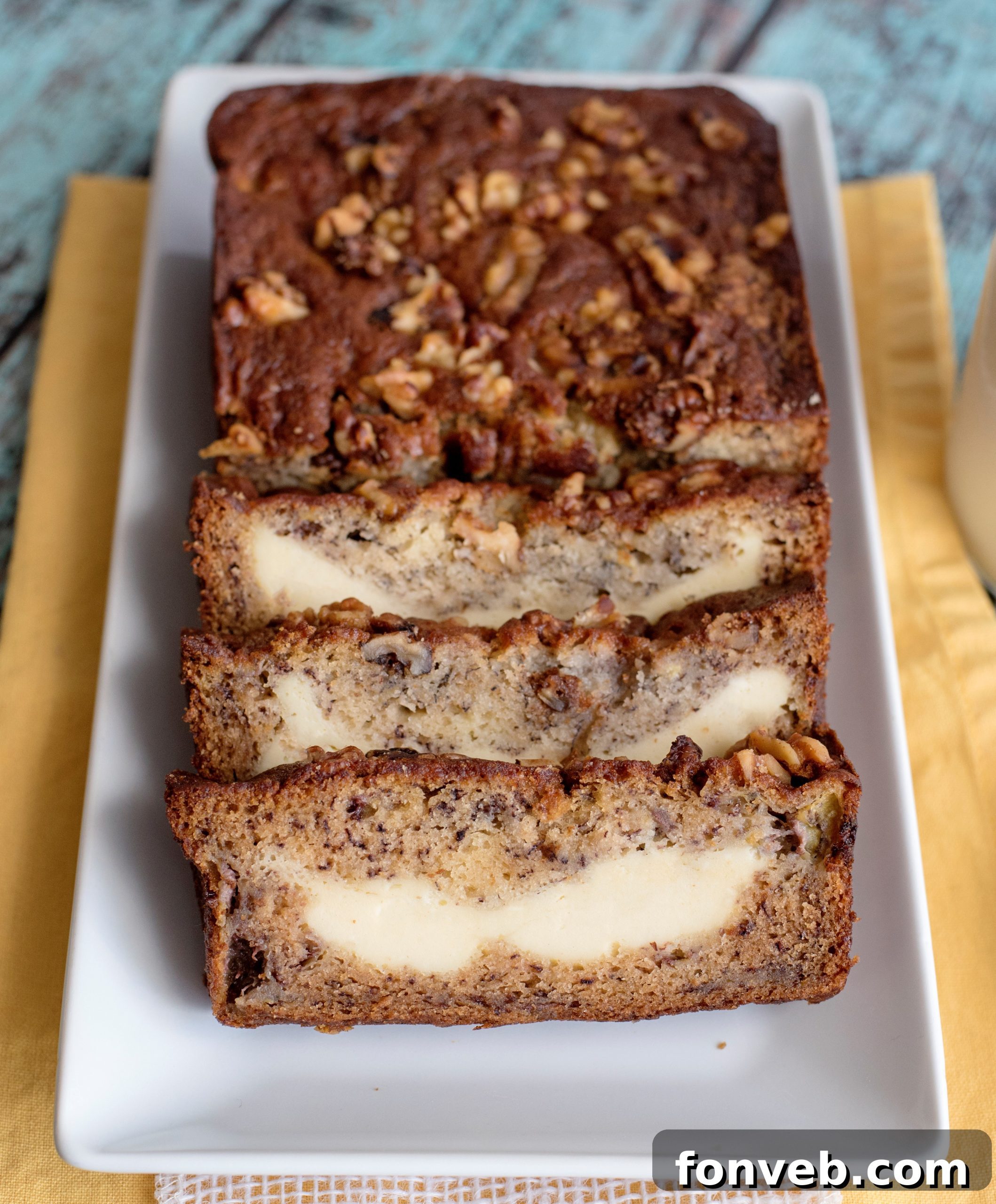 A slice of banana bread with coffee.