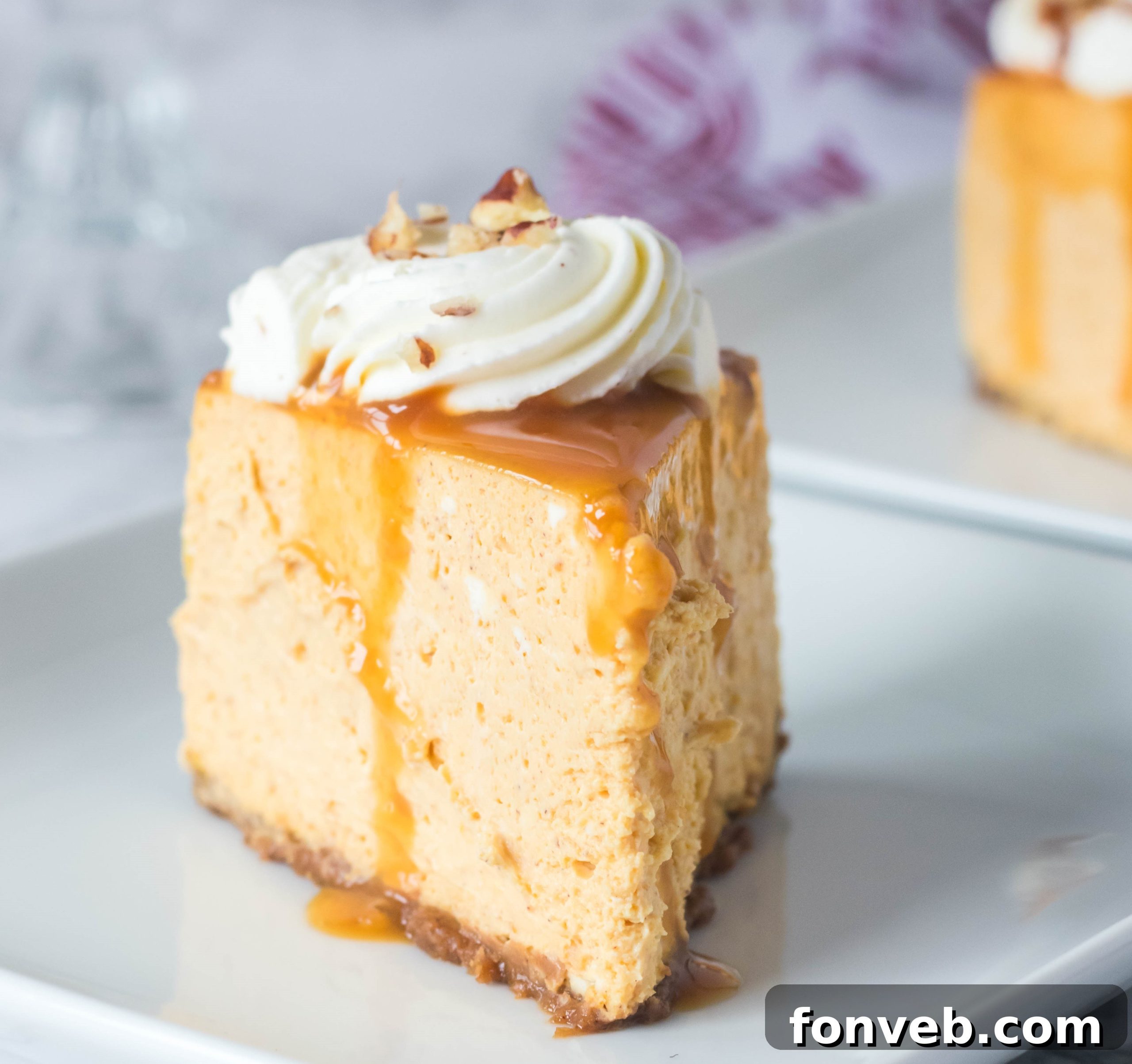Instant Pot Pumpkin Cheesecake ready to serve