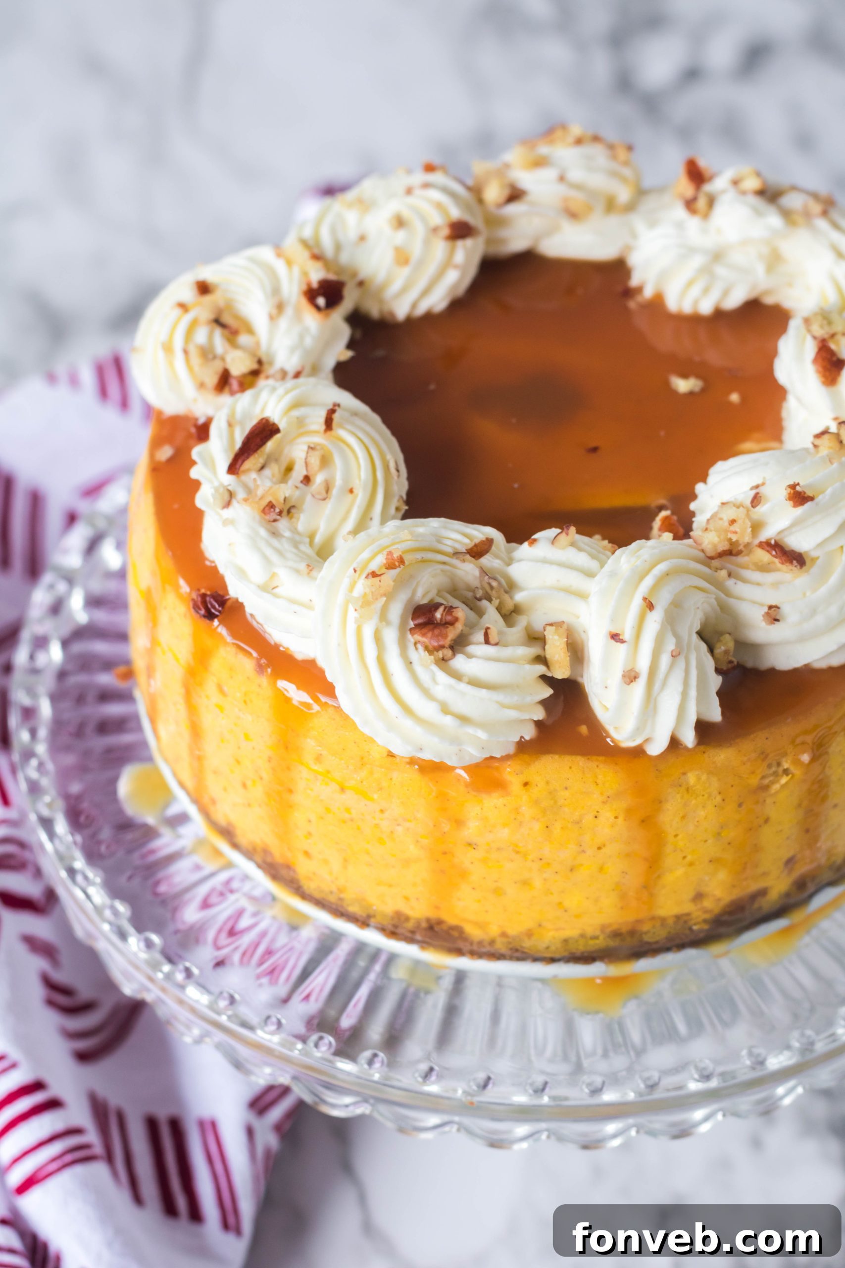 Beautifully topped Instant Pot Pumpkin Cheesecake